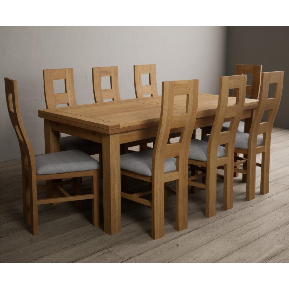 Extending Buxton 180cm Solid Oak Dining Table with 8 Brown Natural Chairs – image 6
