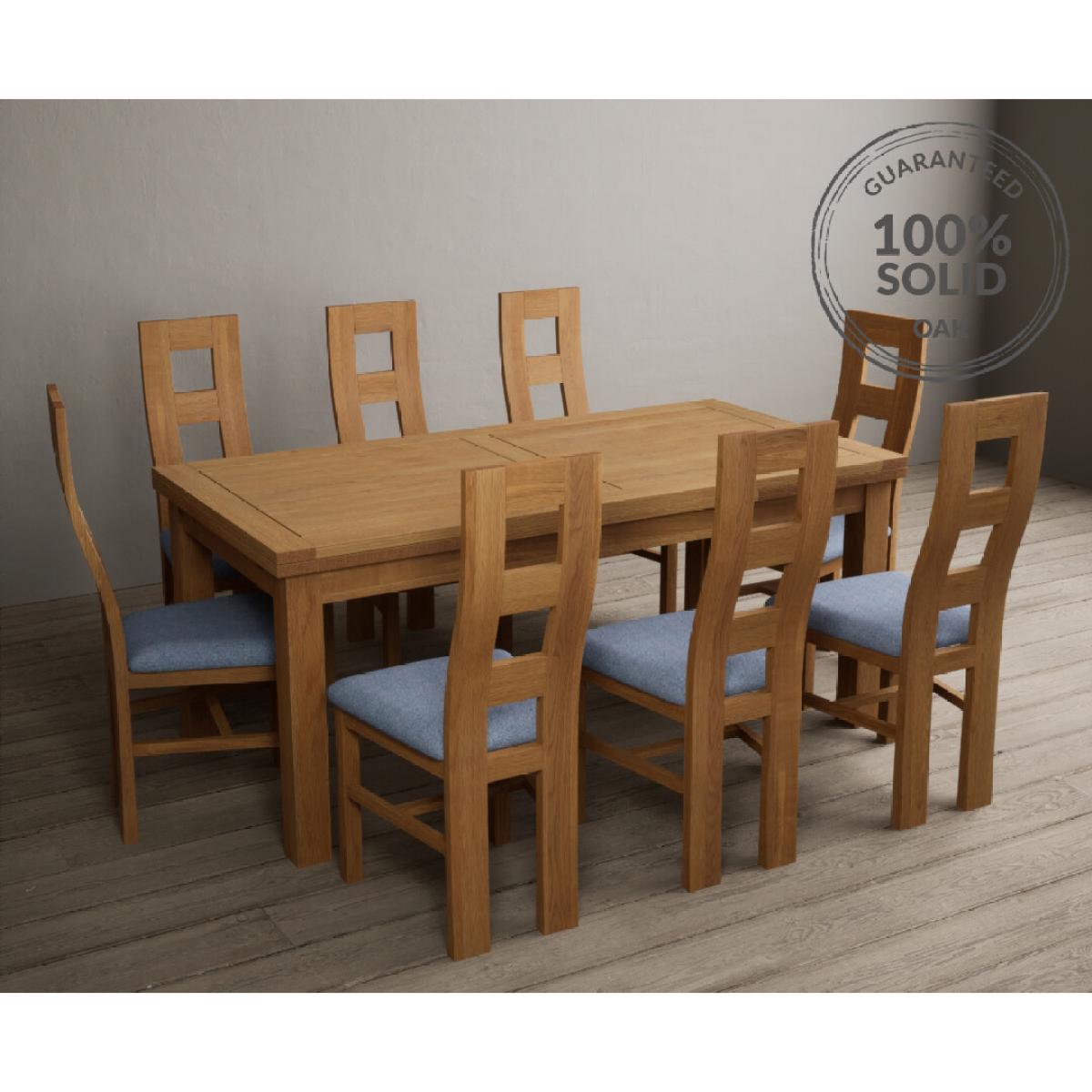 Extending Buxton 180cm Solid Oak Dining Table with 8 Brown Natural Chairs – image 8
