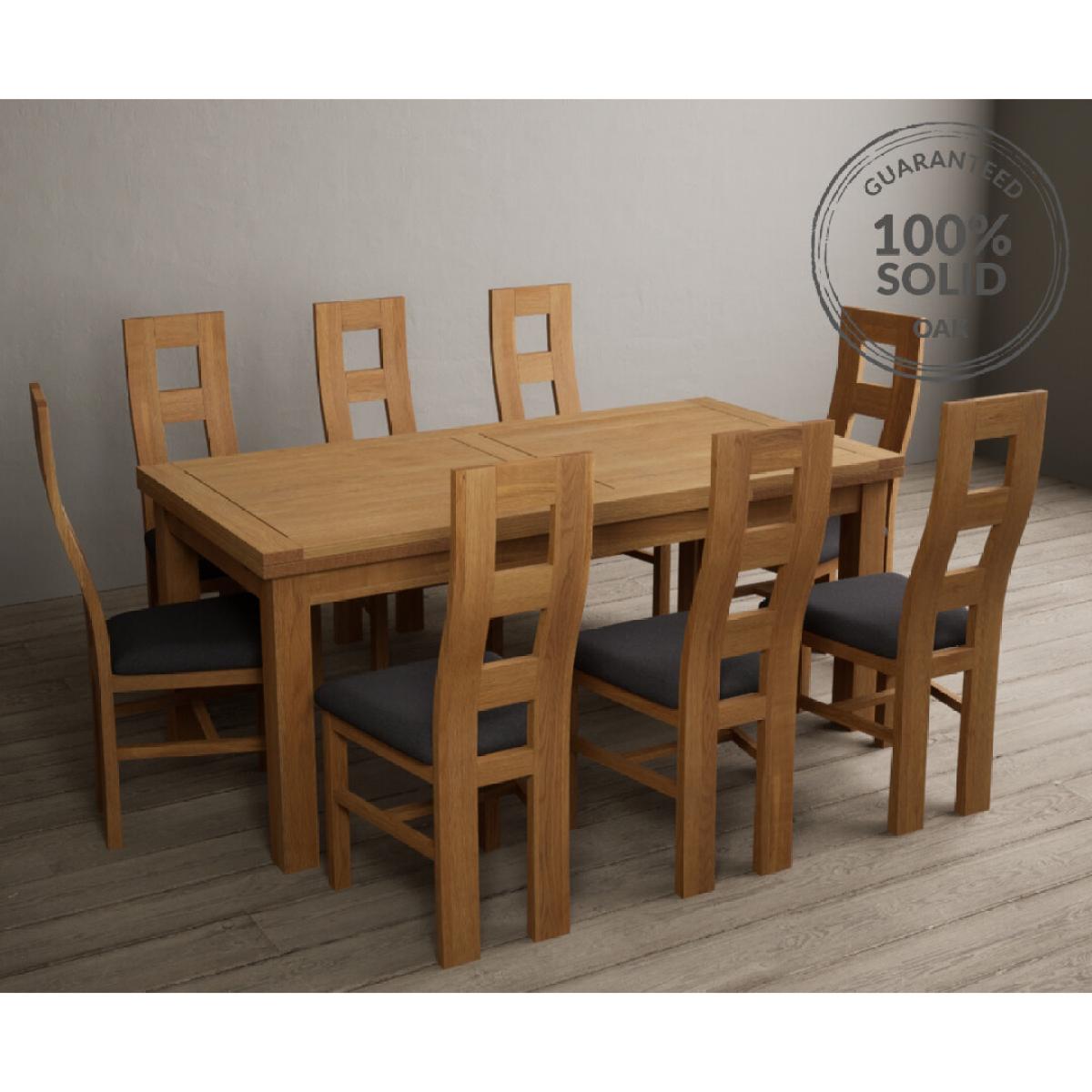 Extending Buxton 180cm Solid Oak Dining Table with 8 Brown Natural Chairs – image 10