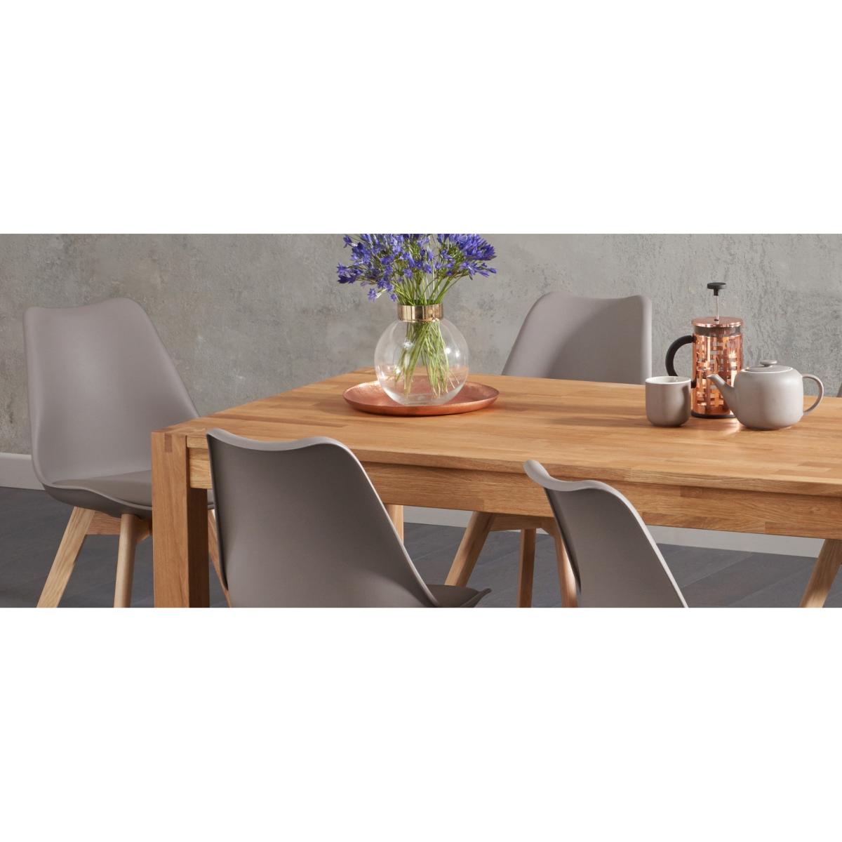 Extending Thetford 180cm Solid Oak Dining Table With 6 White Orson Faux Leather Chairs – image 13
