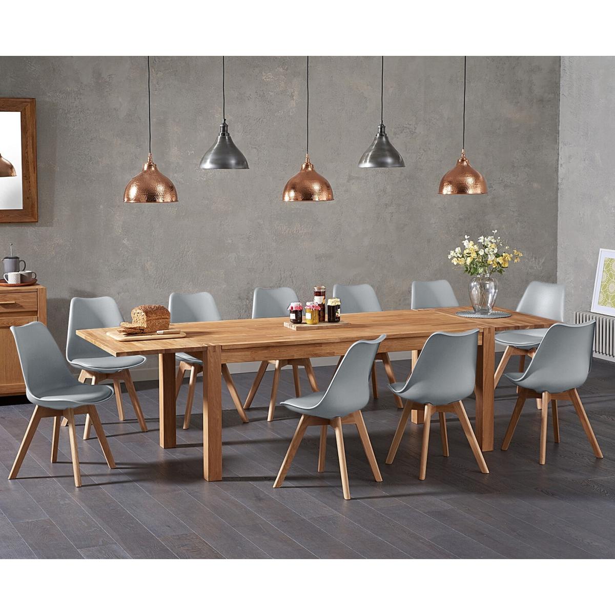 Extending Thetford 180cm Solid Oak Dining Table With 6 White Orson Faux Leather Chairs – image 3