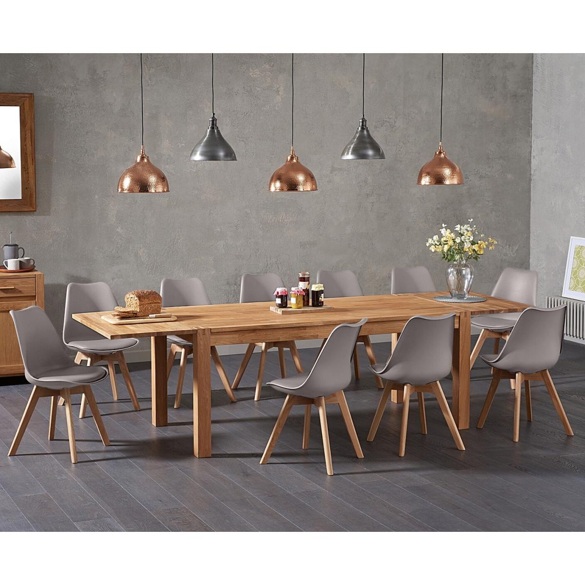 Extending Thetford 180cm Solid Oak Dining Table With 6 White Orson Faux Leather Chairs – image 4