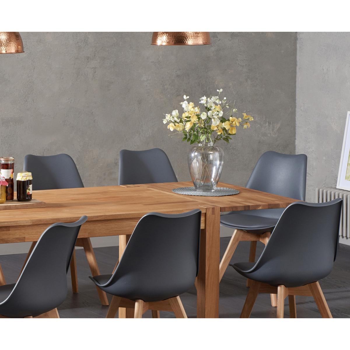 Extending Thetford 180cm Solid Oak Dining Table With 6 White Orson Faux Leather Chairs – image 5