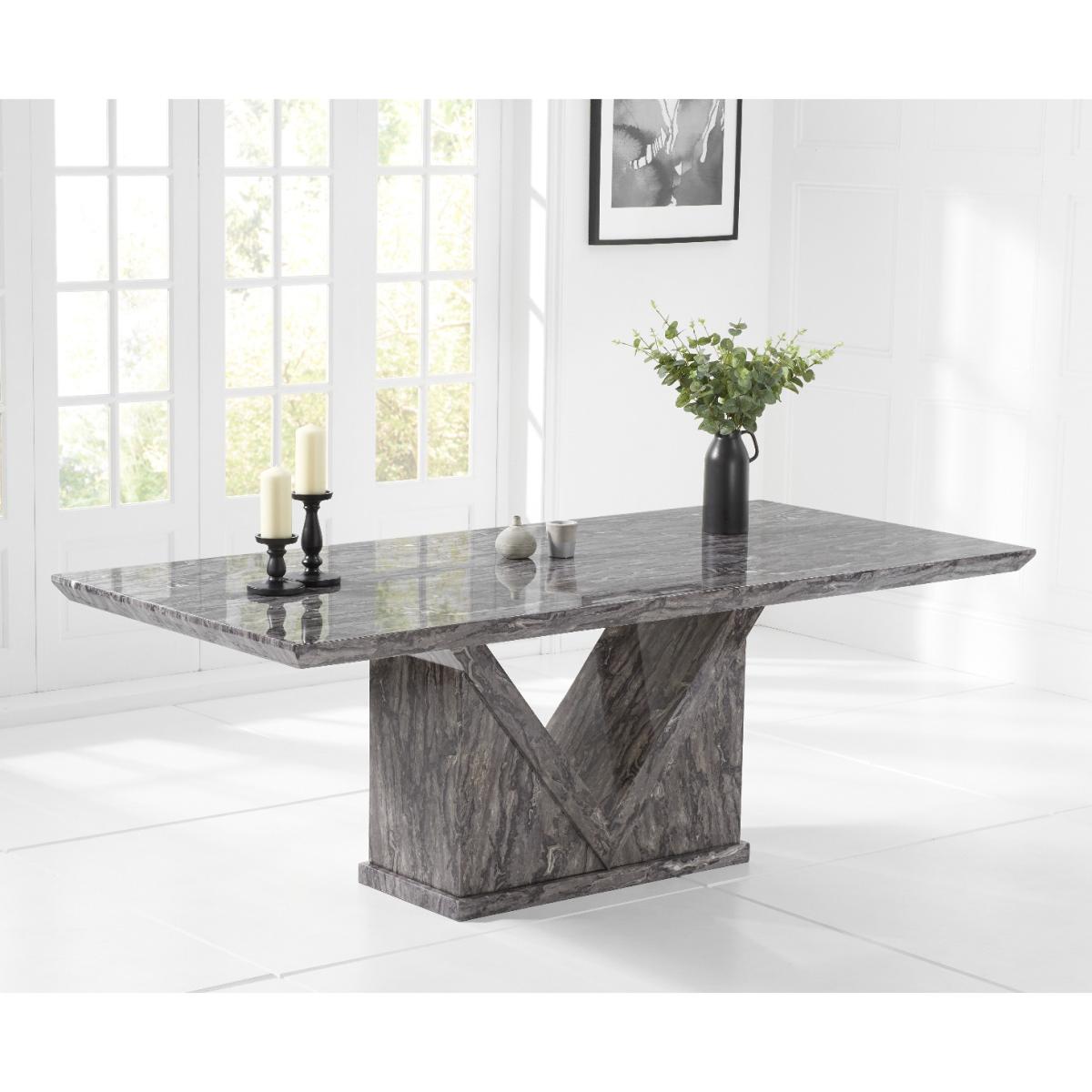 Mocha 220cm Grey Marble Dining Table With 8 Cream Francesca Chairs – image 3