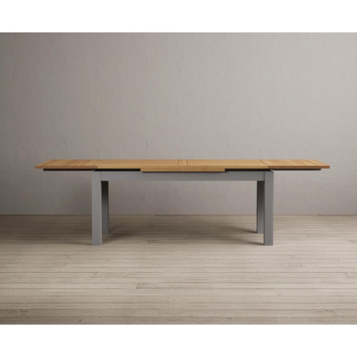 Hampshire 180cm Oak and Light Grey Extending Dining Table With 6 Natural Scroll Back Chairs – image 13