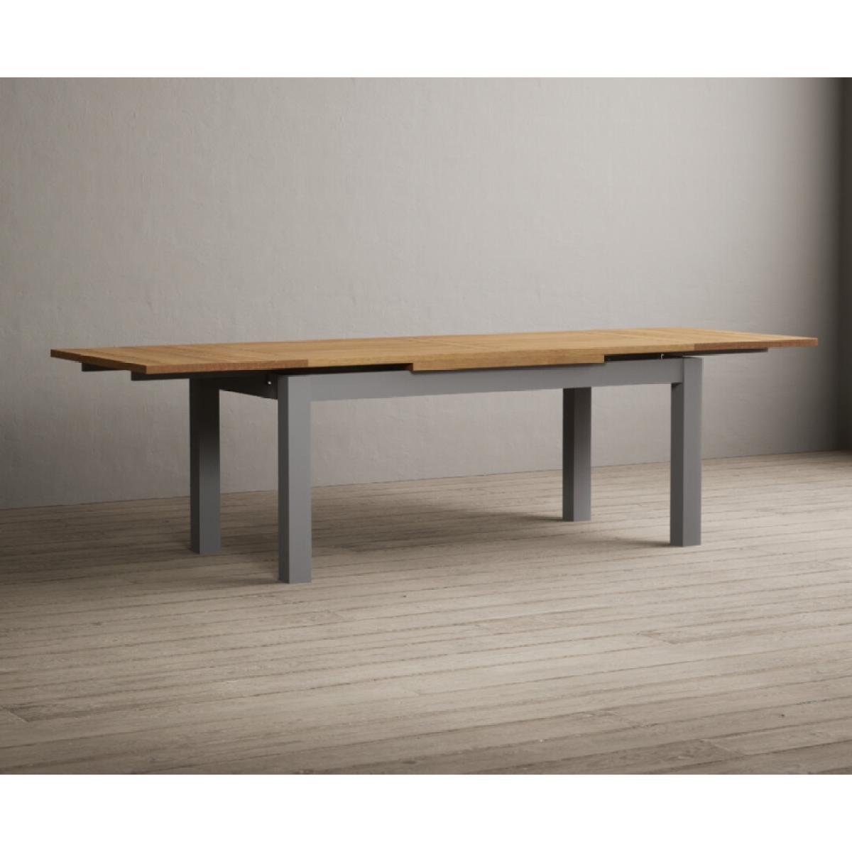 Hampshire 180cm Oak and Light Grey Extending Dining Table With 6 Natural Scroll Back Chairs – image 15