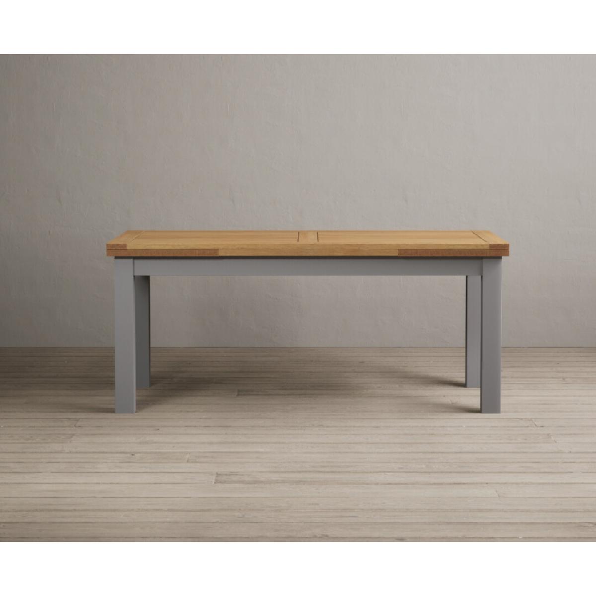 Hampshire 180cm Oak and Light Grey Extending Dining Table With 6 Natural Scroll Back Chairs – image 16
