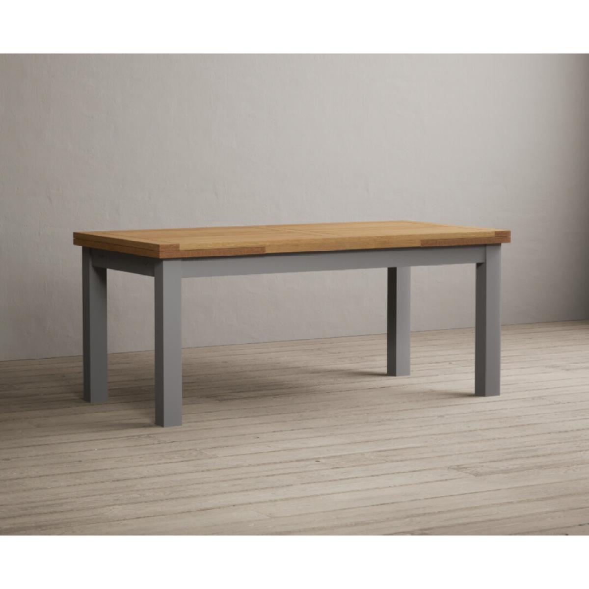 Hampshire 180cm Oak and Light Grey Extending Dining Table With 6 Natural Scroll Back Chairs – image 17