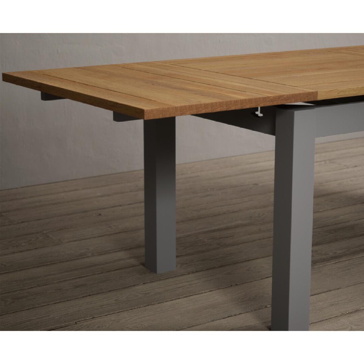 Hampshire 180cm Oak and Light Grey Extending Dining Table With 6 Natural Scroll Back Chairs – image 18