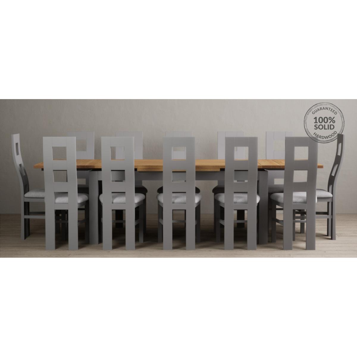 Hampshire 180cm Oak and Light Grey Extending Dining Table With 6 Natural Scroll Back Chairs – image 19
