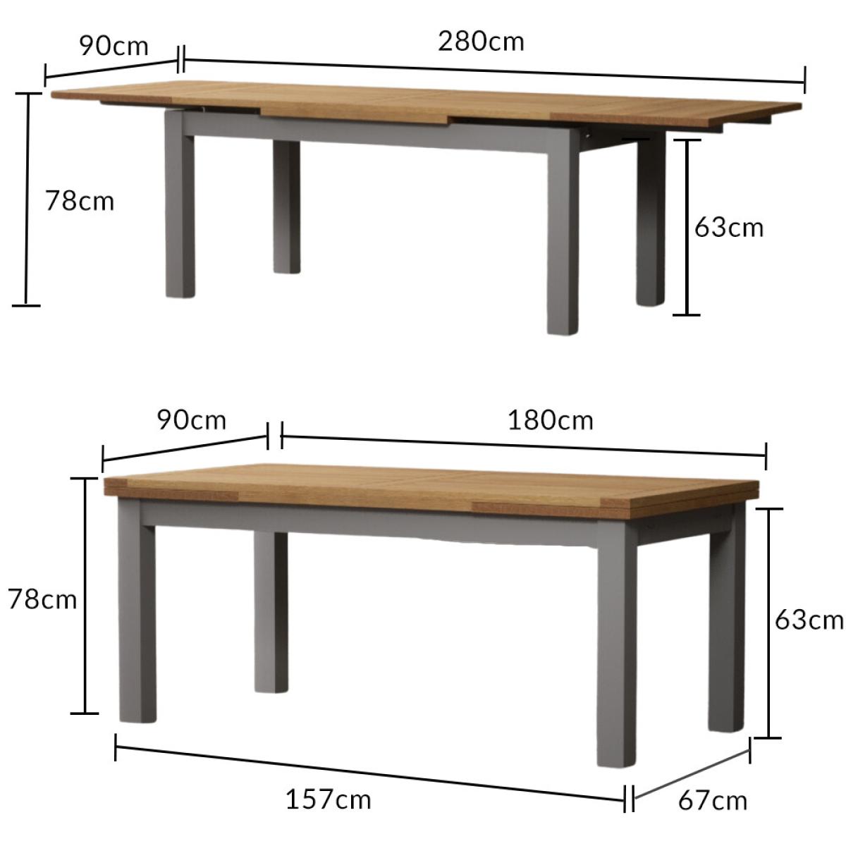 Hampshire 180cm Oak and Light Grey Extending Dining Table With 6 Natural Scroll Back Chairs – image 20