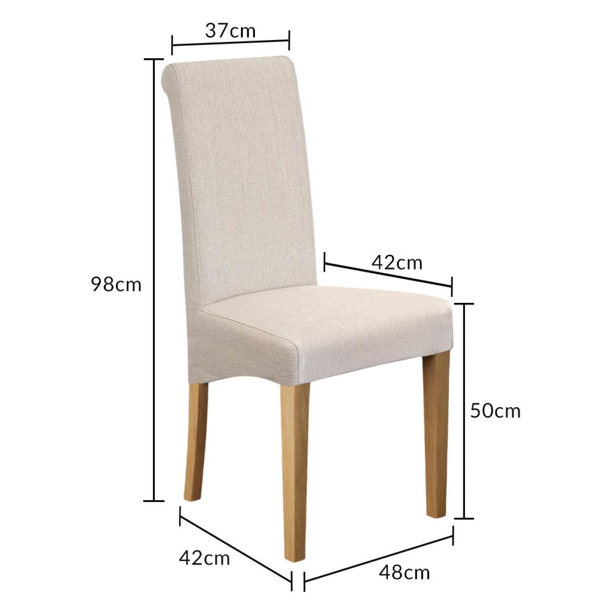 Hampshire 180cm Oak and Light Grey Extending Dining Table With 6 Natural Scroll Back Chairs – image 22