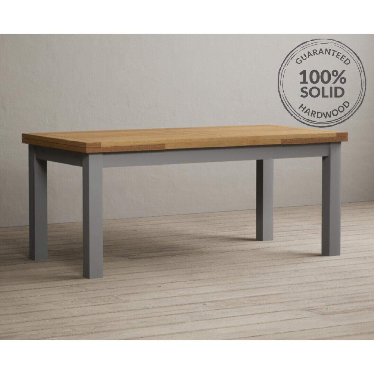 Hampshire 180cm Oak and Light Grey Extending Dining Table With 6 Natural Scroll Back Chairs – image 4