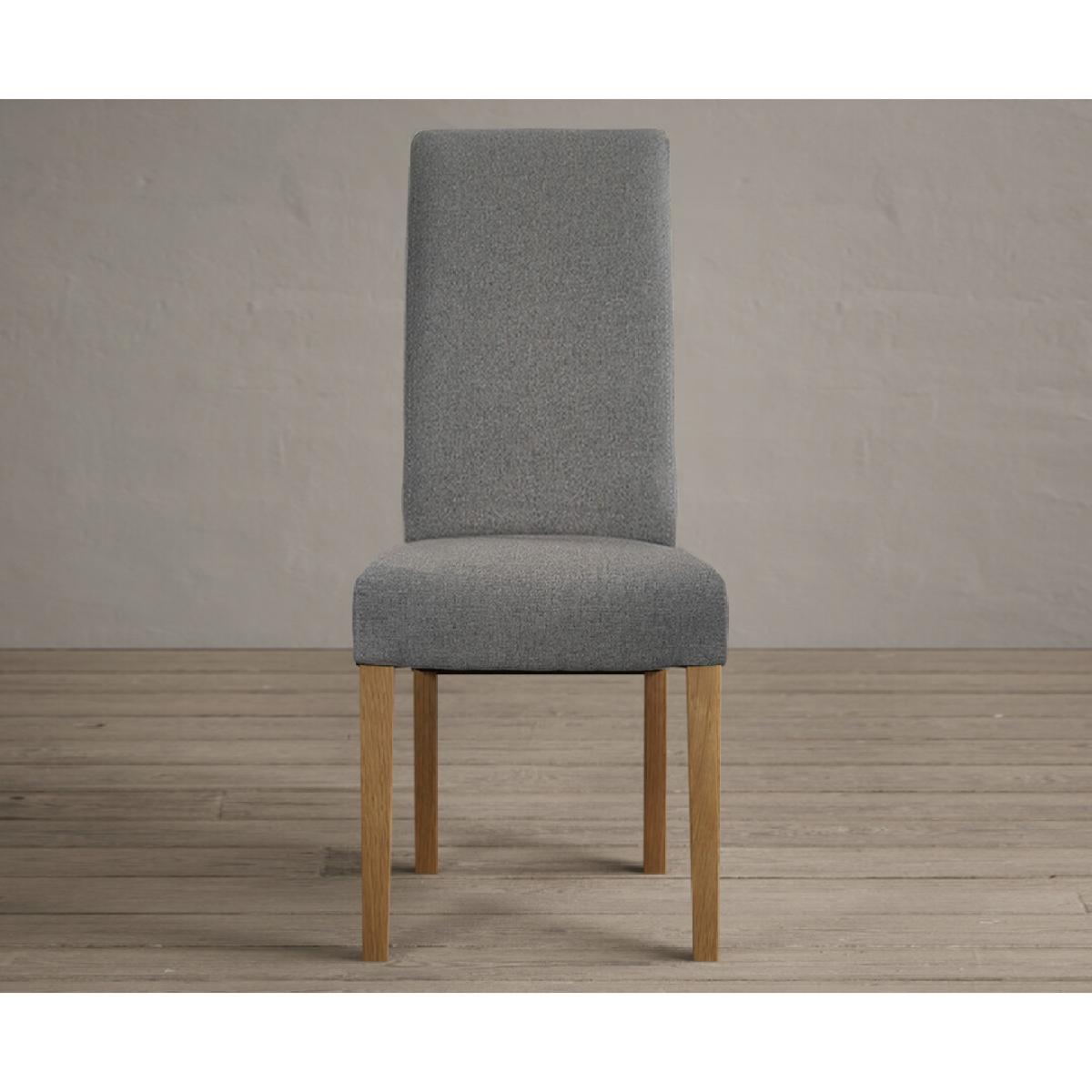 Hampshire 180cm Oak and Light Grey Extending Dining Table With 6 Natural Scroll Back Chairs – image 5
