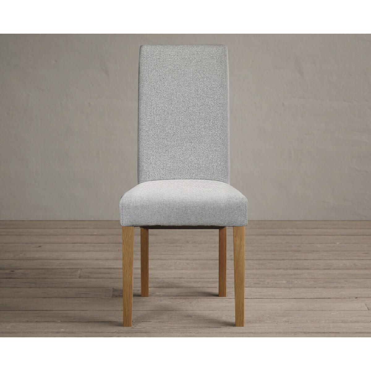 Hampshire 180cm Oak and Light Grey Extending Dining Table With 6 Natural Scroll Back Chairs – image 7