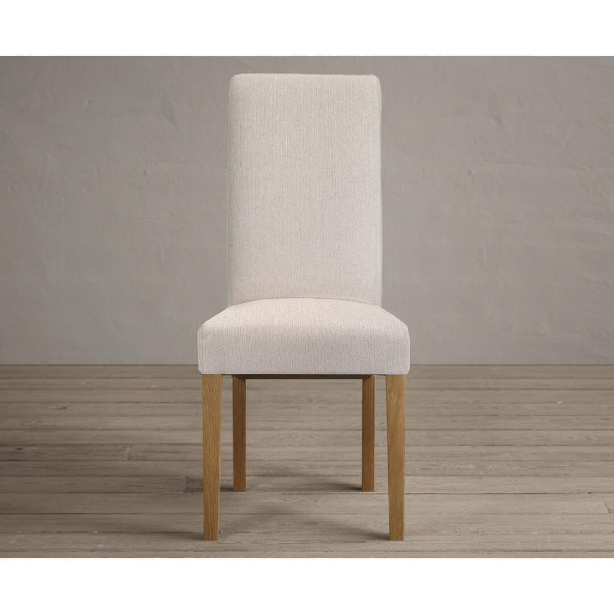 Hampshire 180cm Oak and Light Grey Extending Dining Table With 6 Natural Scroll Back Chairs – image 8