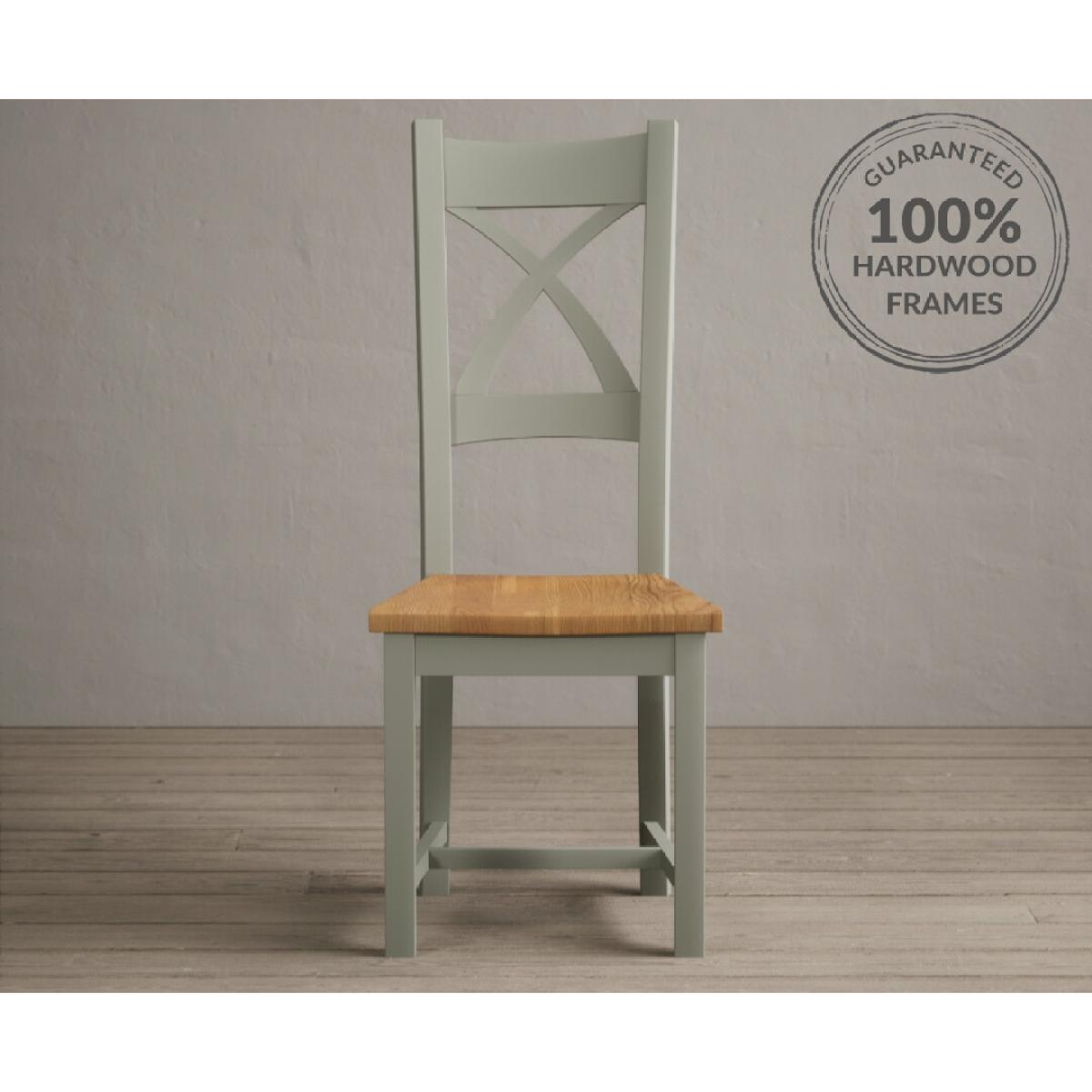 Extending Olympia 180cm Oak and Soft Green Painted Dining Table with 6 Linen Chairs – image 101