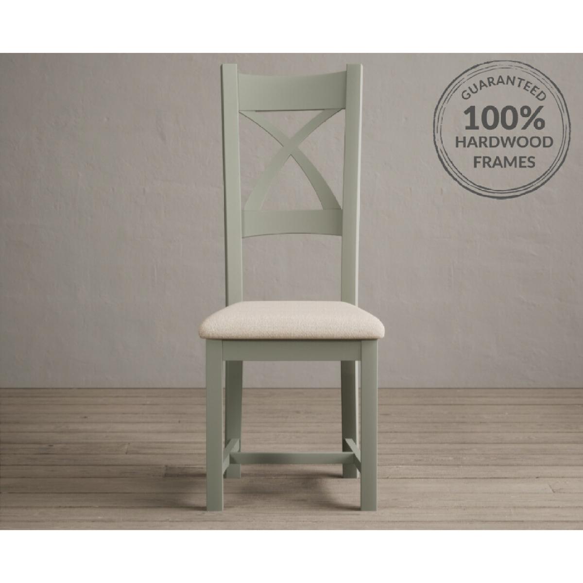 Extending Olympia 180cm Oak and Soft Green Painted Dining Table with 6 Linen Chairs – image 103
