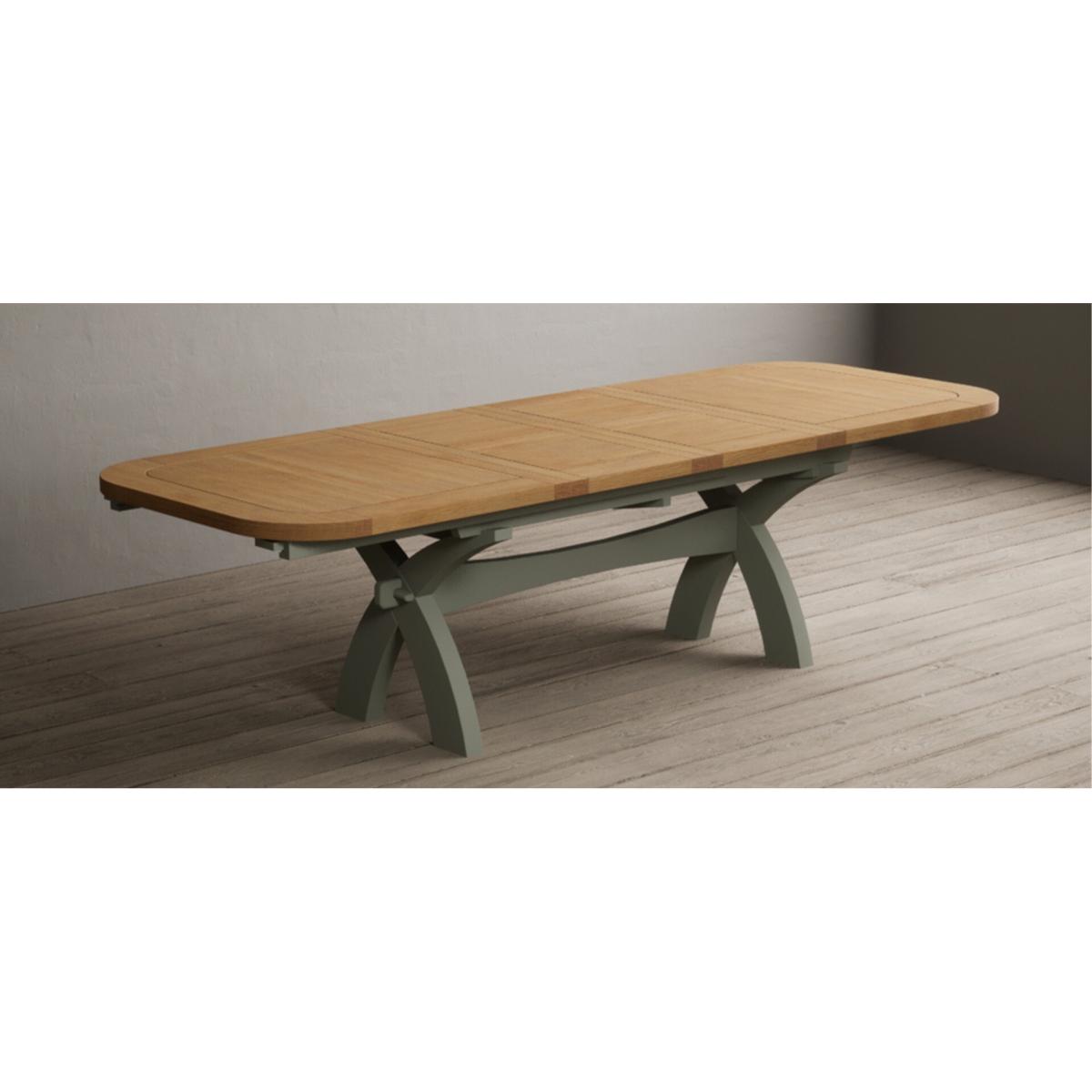 Extending Olympia 180cm Oak and Soft Green Painted Dining Table with 6 Linen Chairs – image 113