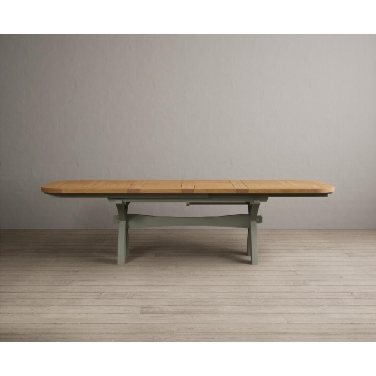 Extending Olympia 180cm Oak and Soft Green Painted Dining Table with 6 Linen Chairs – image 115