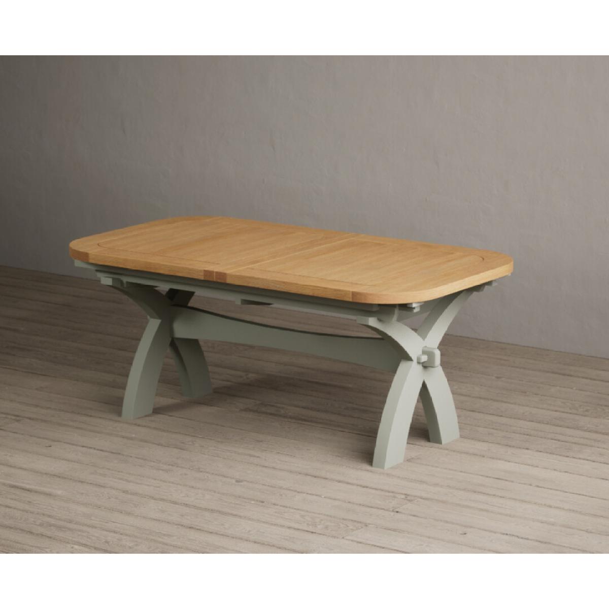 Extending Olympia 180cm Oak and Soft Green Painted Dining Table with 6 Linen Chairs – image 116