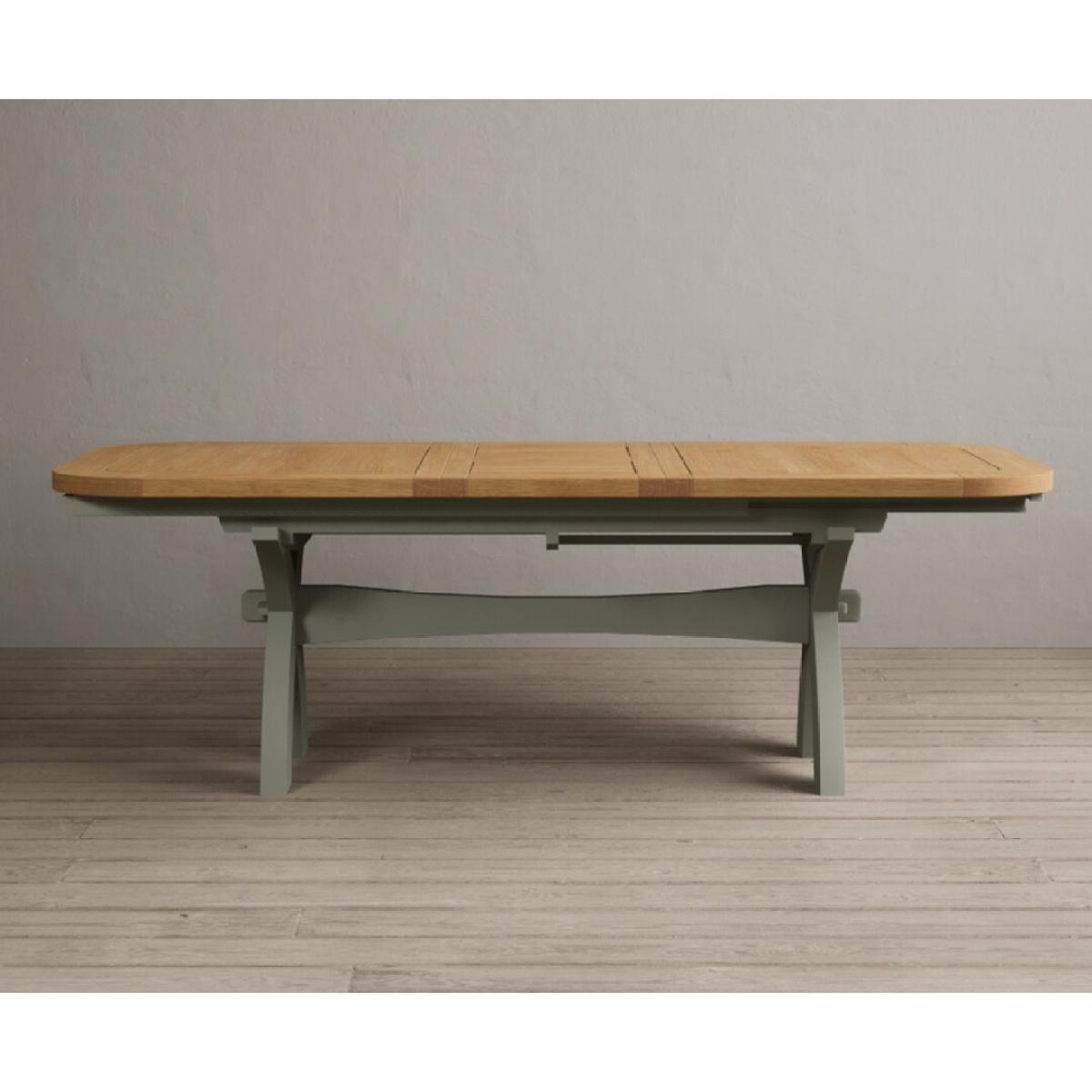 Extending Olympia 180cm Oak and Soft Green Painted Dining Table with 6 Linen Chairs – image 118