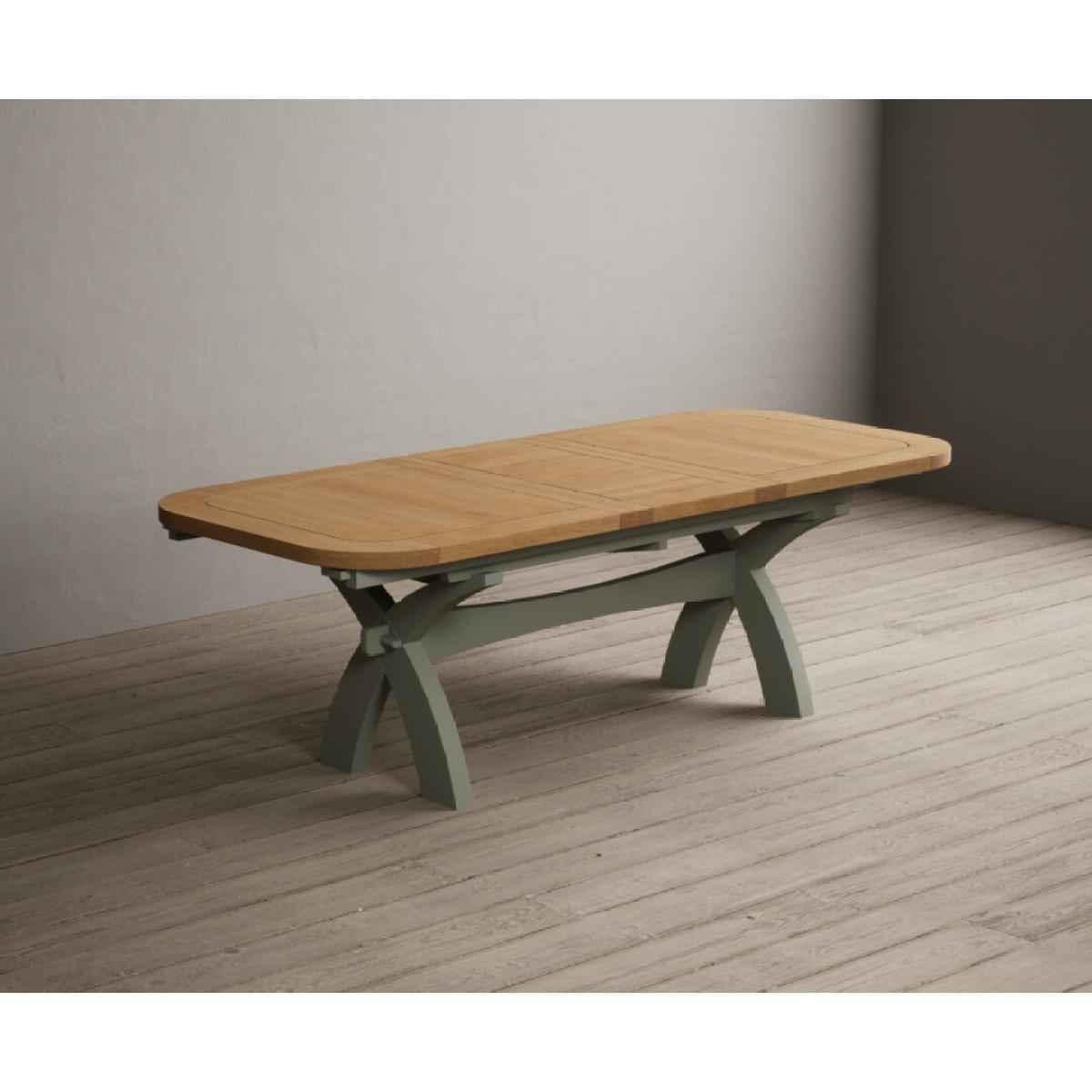 Extending Olympia 180cm Oak and Soft Green Painted Dining Table with 6 Linen Chairs – image 119