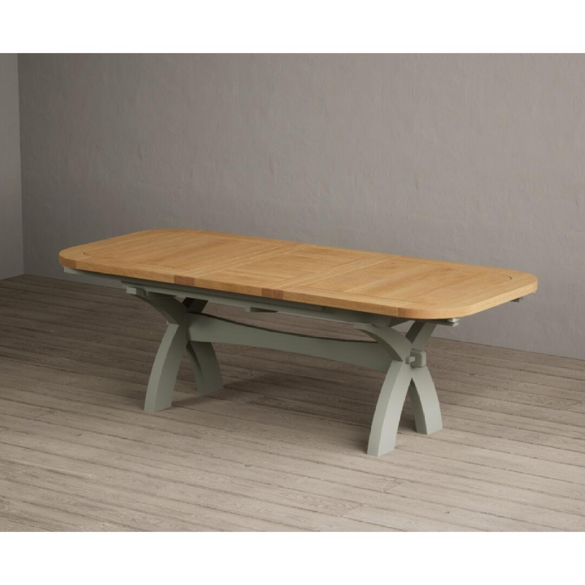 Extending Olympia 180cm Oak and Soft Green Painted Dining Table with 6 Linen Chairs – image 120