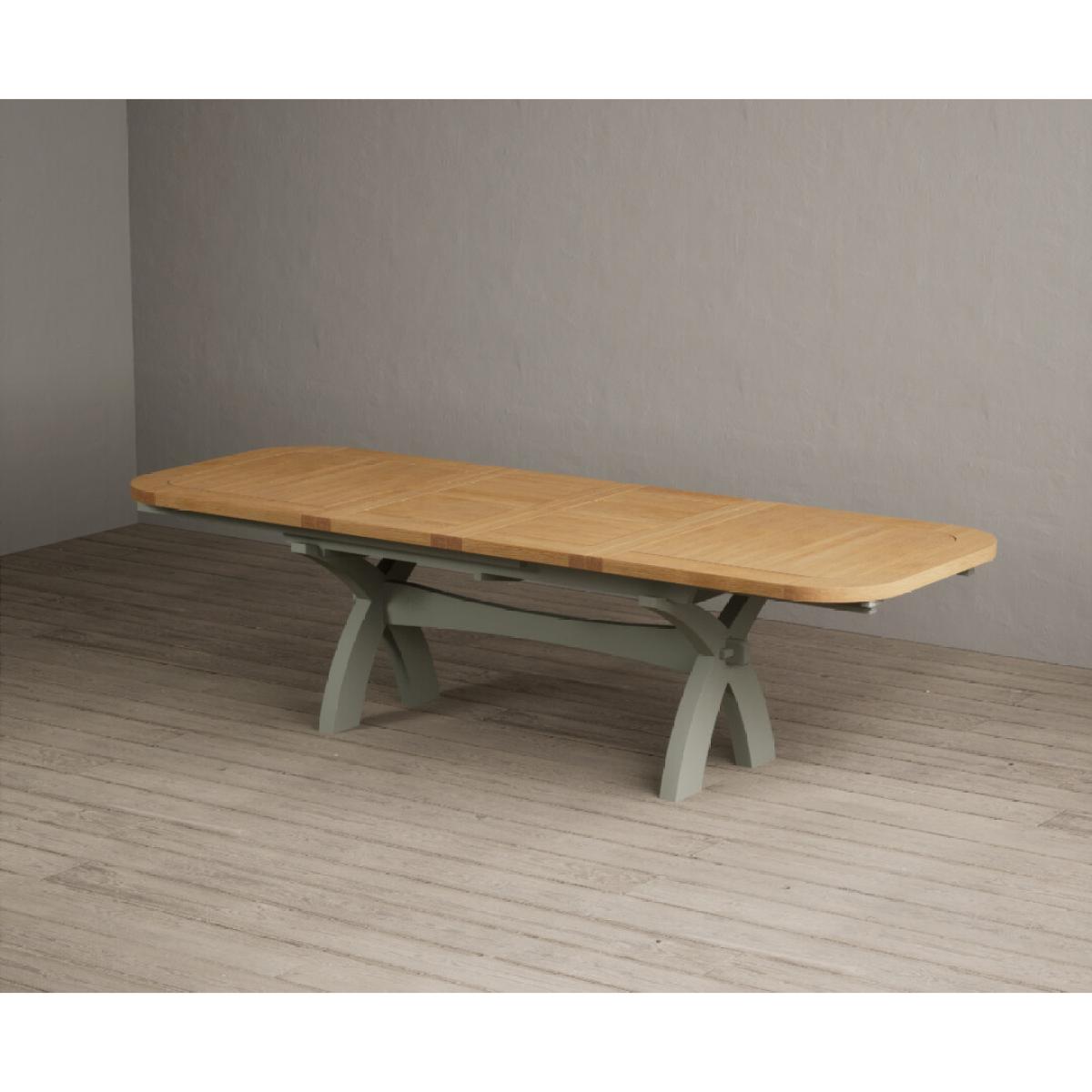 Extending Olympia 180cm Oak and Soft Green Painted Dining Table with 6 Linen Chairs – image 122