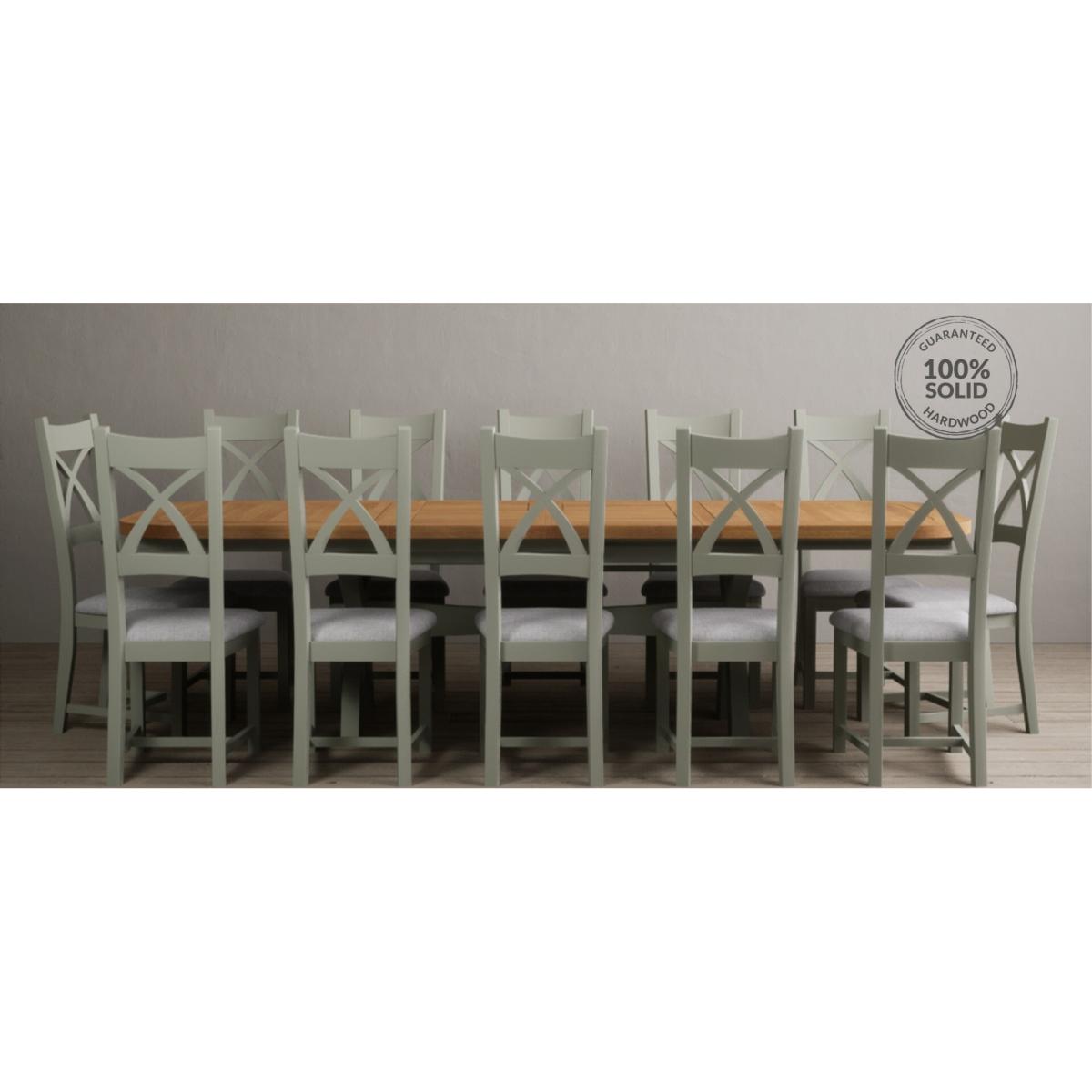 Extending Olympia 180cm Oak and Soft Green Painted Dining Table with 6 Linen Chairs – image 123