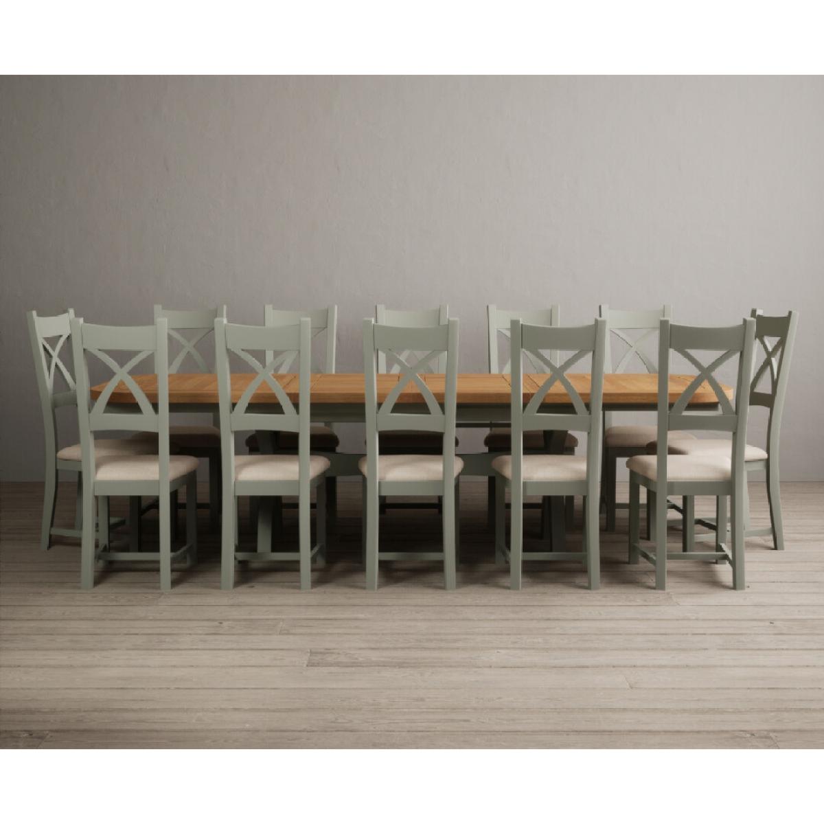 Extending Olympia 180cm Oak and Soft Green Painted Dining Table with 6 Linen Chairs – image 33