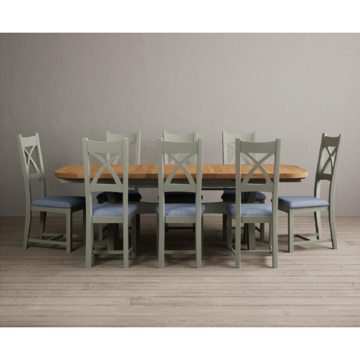 Extending Olympia 180cm Oak and Soft Green Painted Dining Table with 6 Linen Chairs – image 39