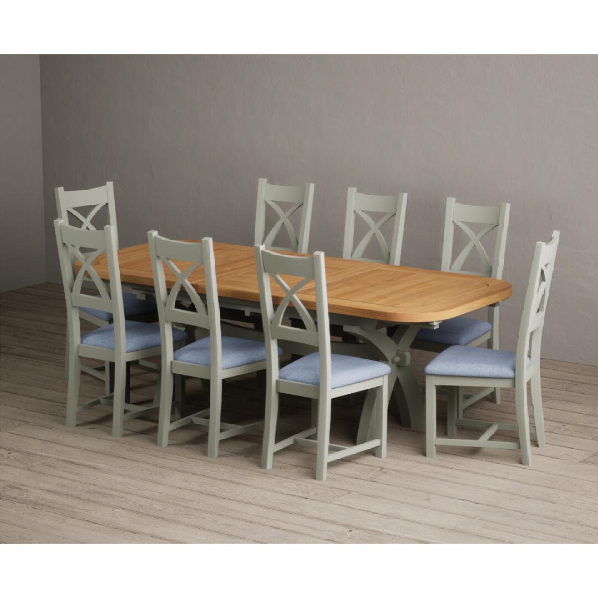 Extending Olympia 180cm Oak and Soft Green Painted Dining Table with 6 Linen Chairs – image 41