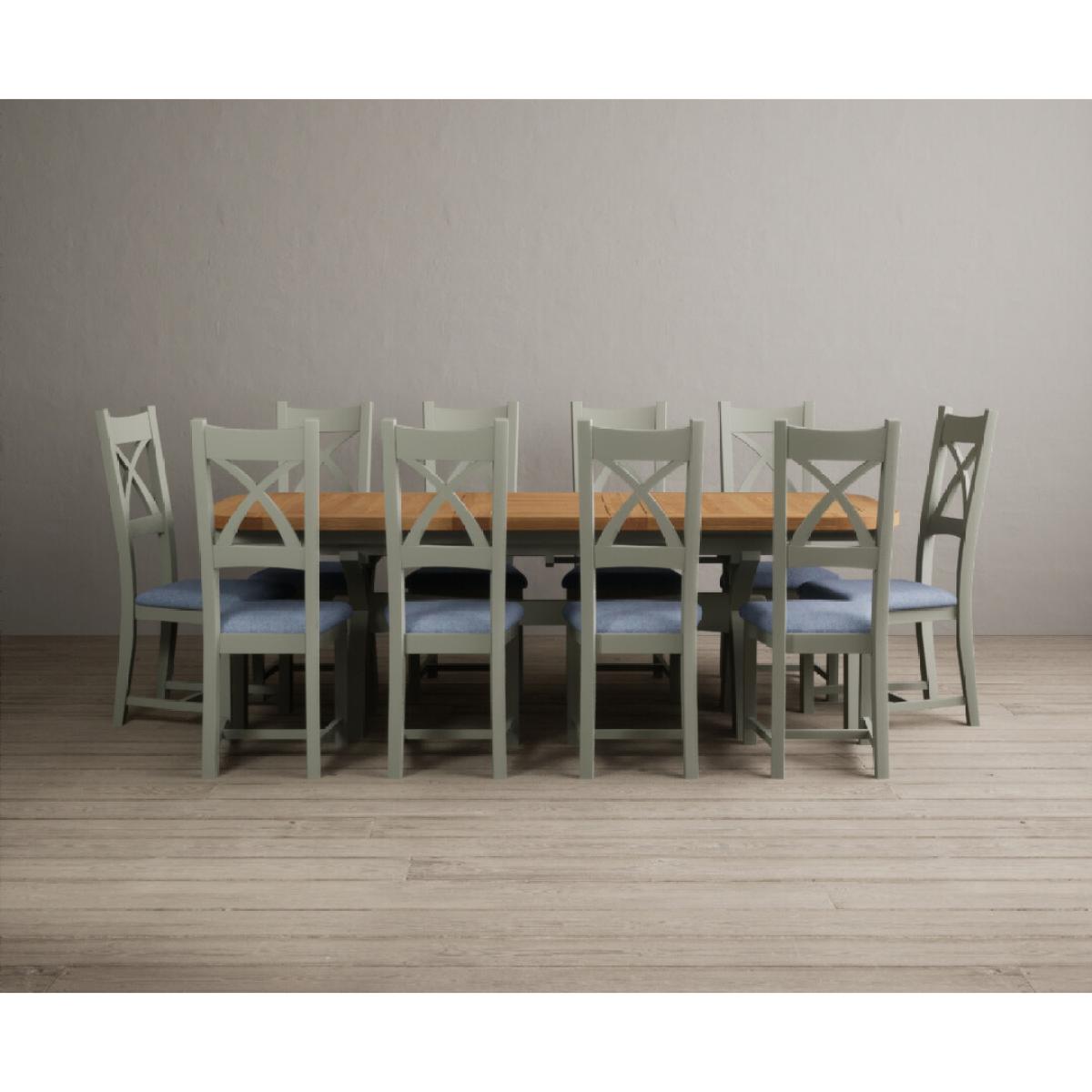 Extending Olympia 180cm Oak and Soft Green Painted Dining Table with 6 Linen Chairs – image 42