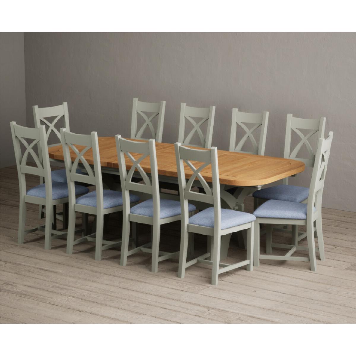 Extending Olympia 180cm Oak and Soft Green Painted Dining Table with 6 Linen Chairs – image 44