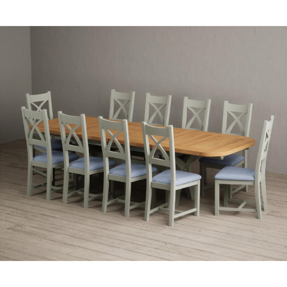 Extending Olympia 180cm Oak and Soft Green Painted Dining Table with 6 Linen Chairs – image 47