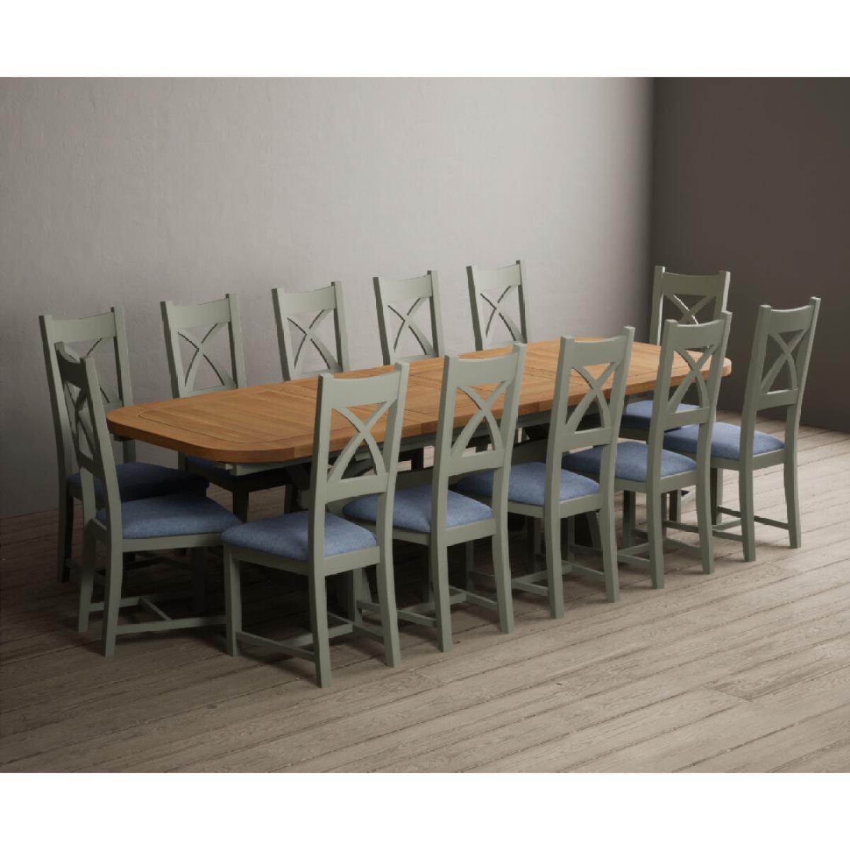 Extending Olympia 180cm Oak and Soft Green Painted Dining Table with 6 Linen Chairs – image 49