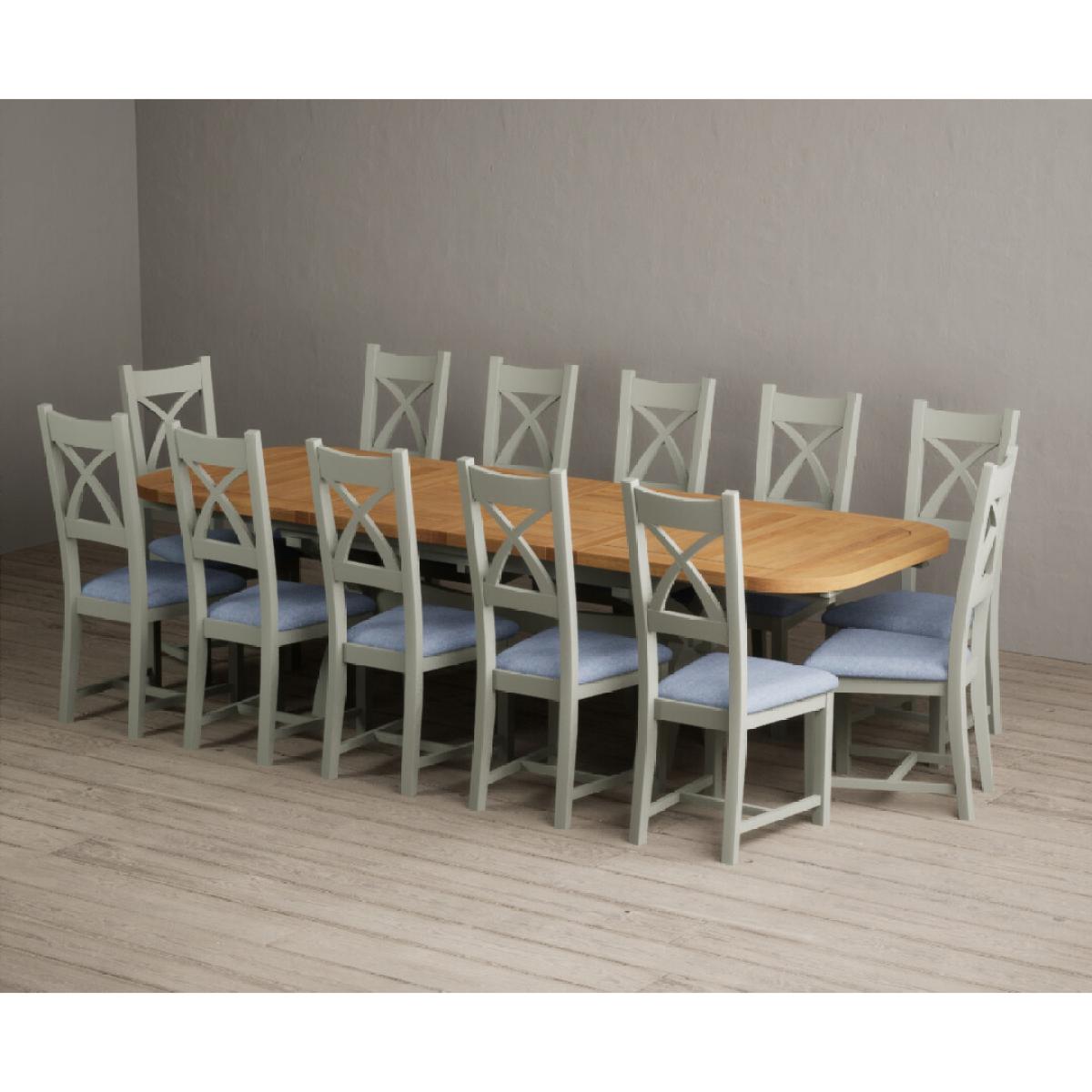 Extending Olympia 180cm Oak and Soft Green Painted Dining Table with 6 Linen Chairs – image 50