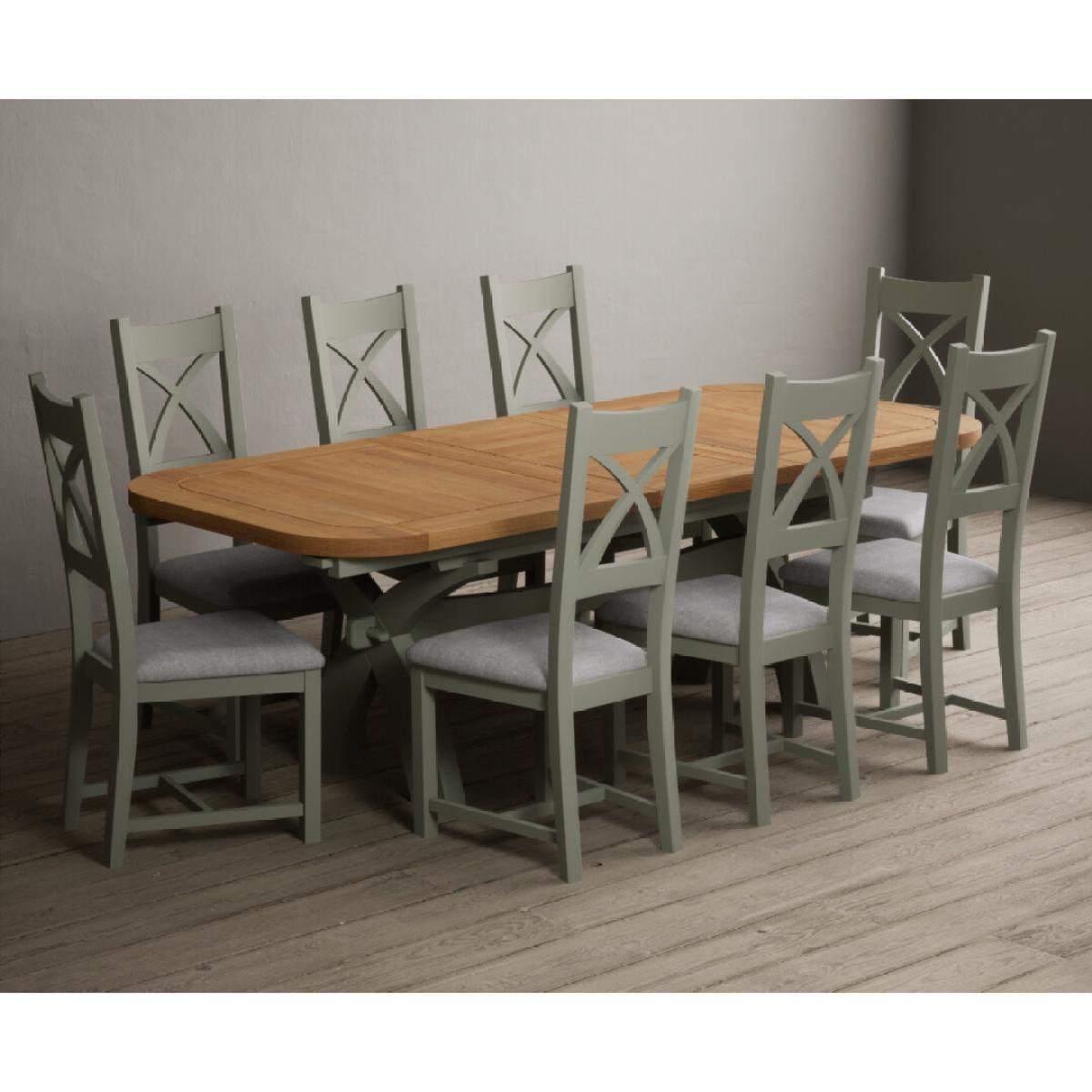 Extending Olympia 180cm Oak and Soft Green Painted Dining Table with 6 Linen Chairs – image 59