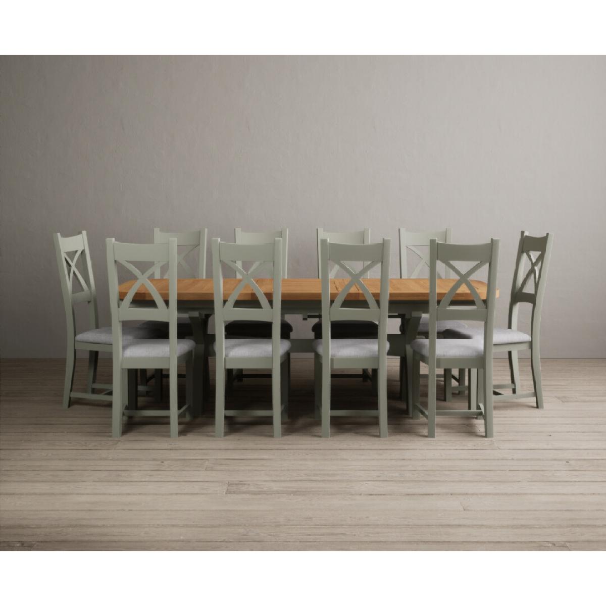 Extending Olympia 180cm Oak and Soft Green Painted Dining Table with 6 Linen Chairs – image 60