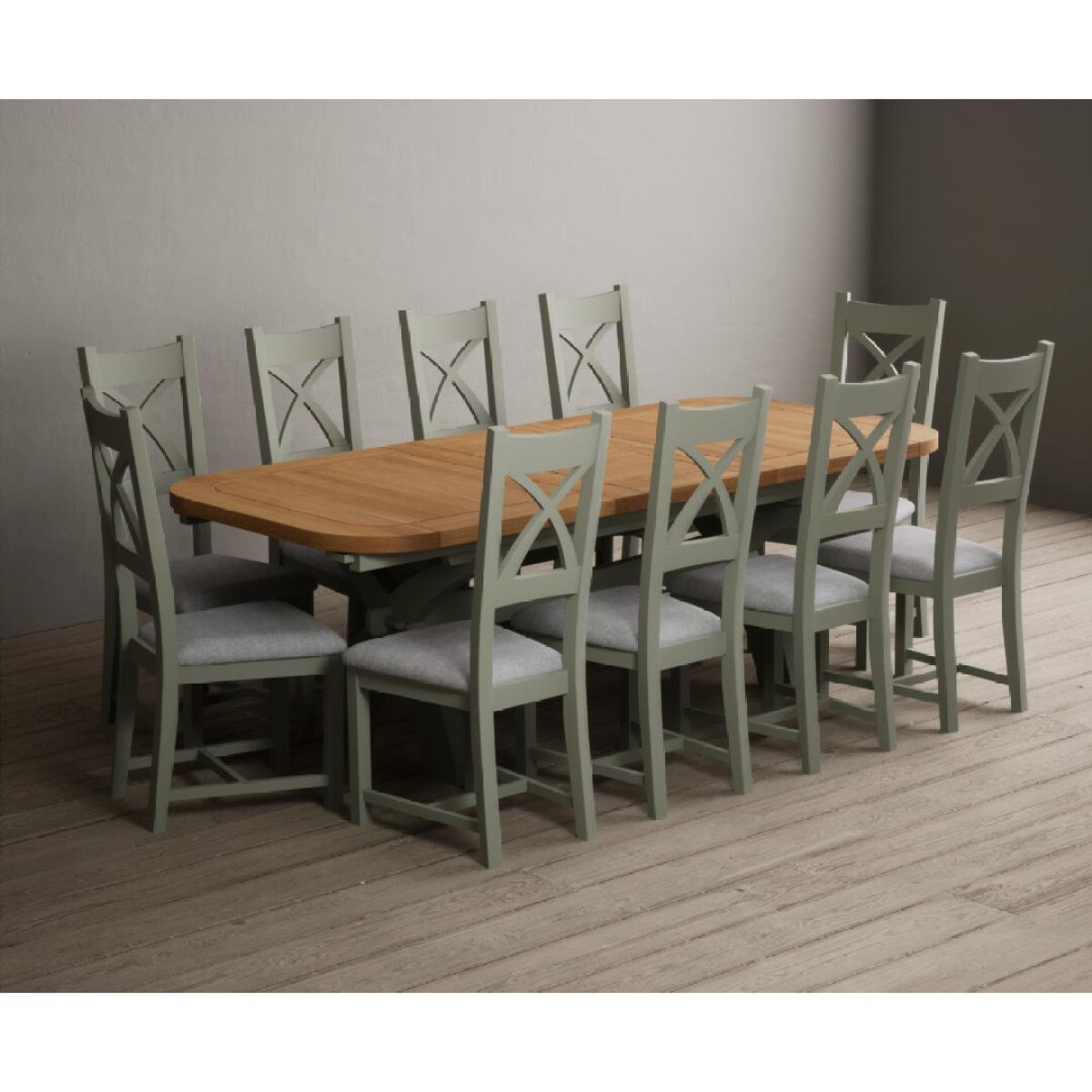 Extending Olympia 180cm Oak and Soft Green Painted Dining Table with 6 Linen Chairs – image 61