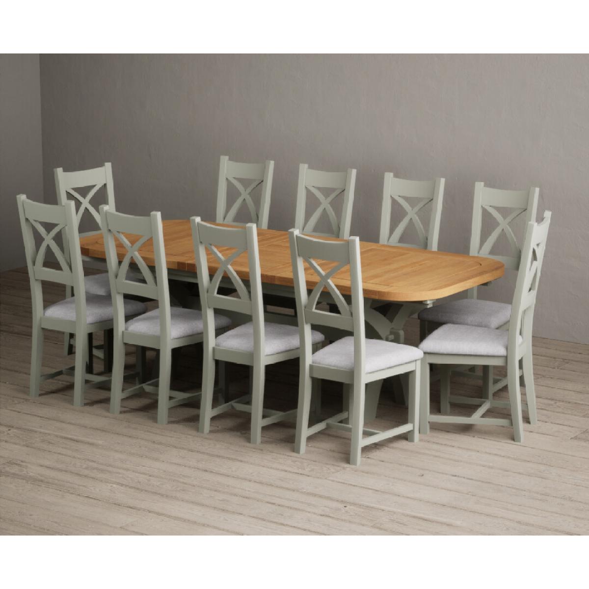 Extending Olympia 180cm Oak and Soft Green Painted Dining Table with 6 Linen Chairs – image 62