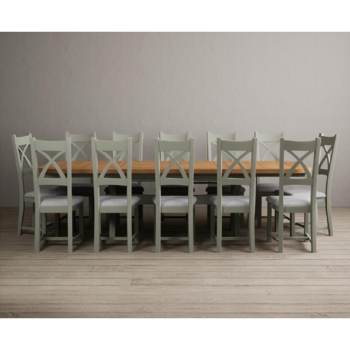 Extending Olympia 180cm Oak and Soft Green Painted Dining Table with 6 Linen Chairs – image 63