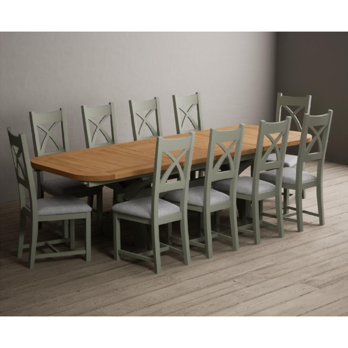 Extending Olympia 180cm Oak and Soft Green Painted Dining Table with 6 Linen Chairs – image 64