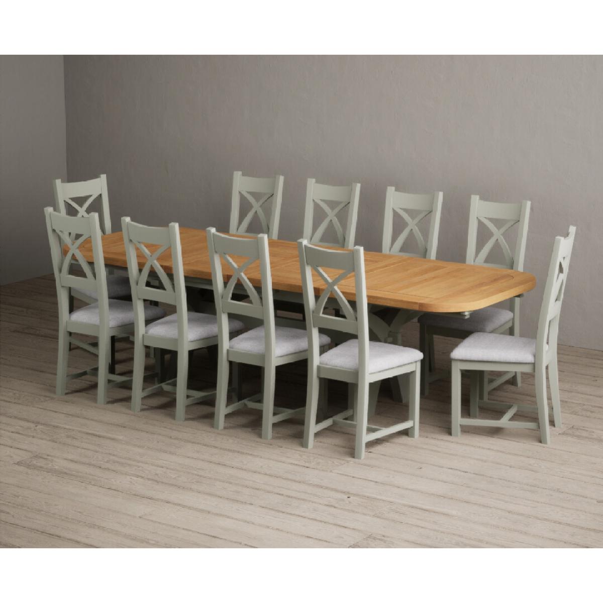Extending Olympia 180cm Oak and Soft Green Painted Dining Table with 6 Linen Chairs – image 65