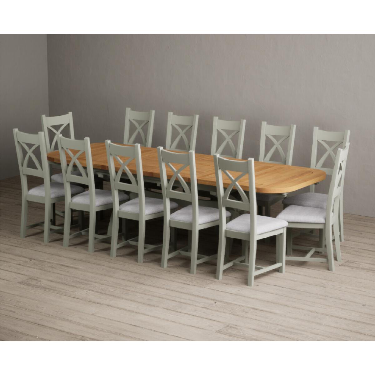 Extending Olympia 180cm Oak and Soft Green Painted Dining Table with 6 Linen Chairs – image 67