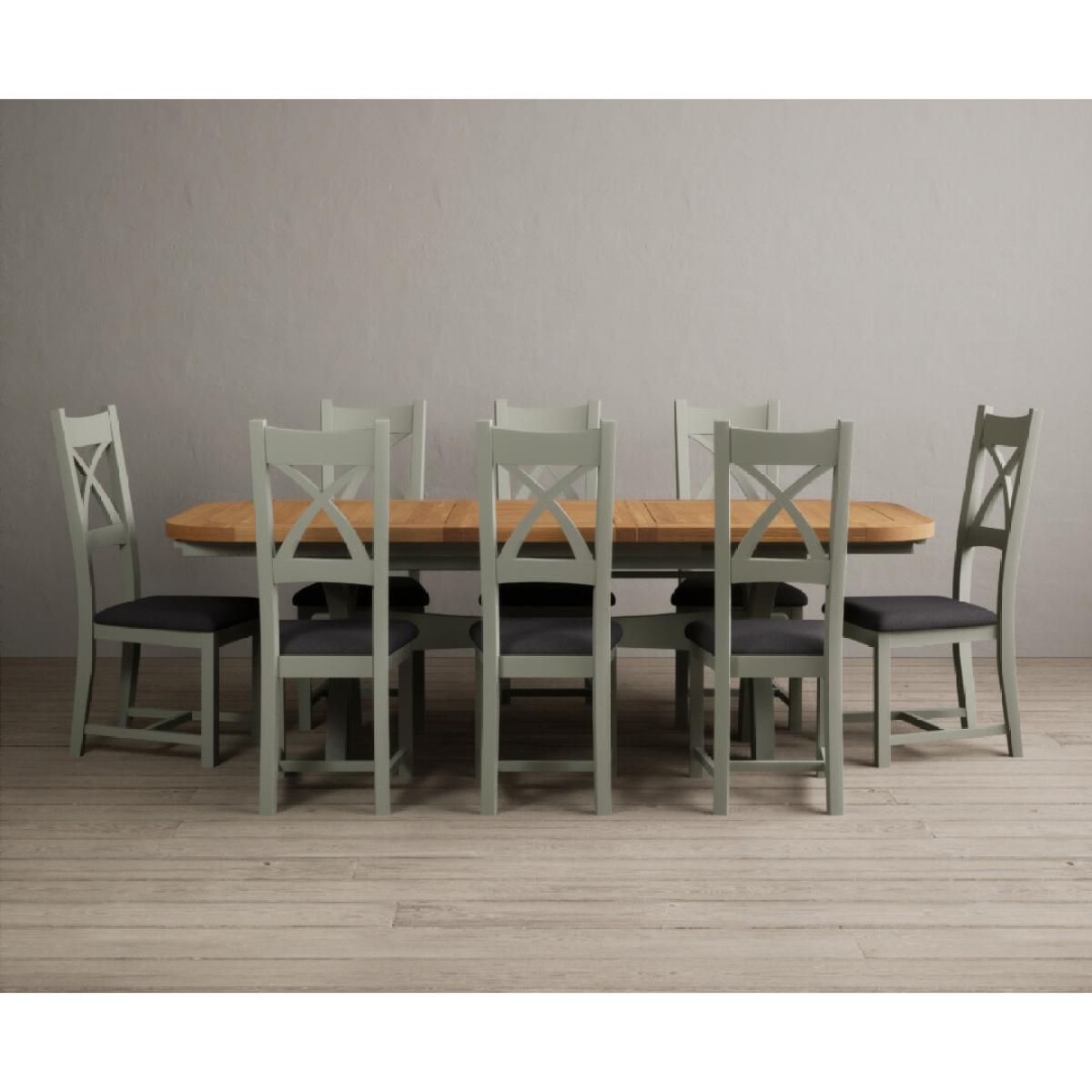 Extending Olympia 180cm Oak and Soft Green Painted Dining Table with 6 Linen Chairs – image 73