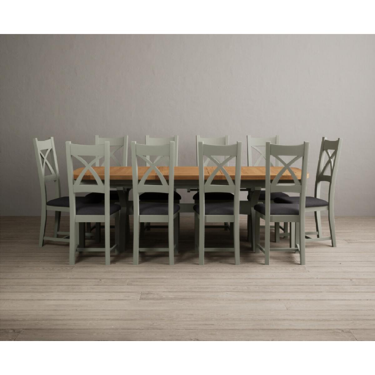 Extending Olympia 180cm Oak and Soft Green Painted Dining Table with 6 Linen Chairs – image 76