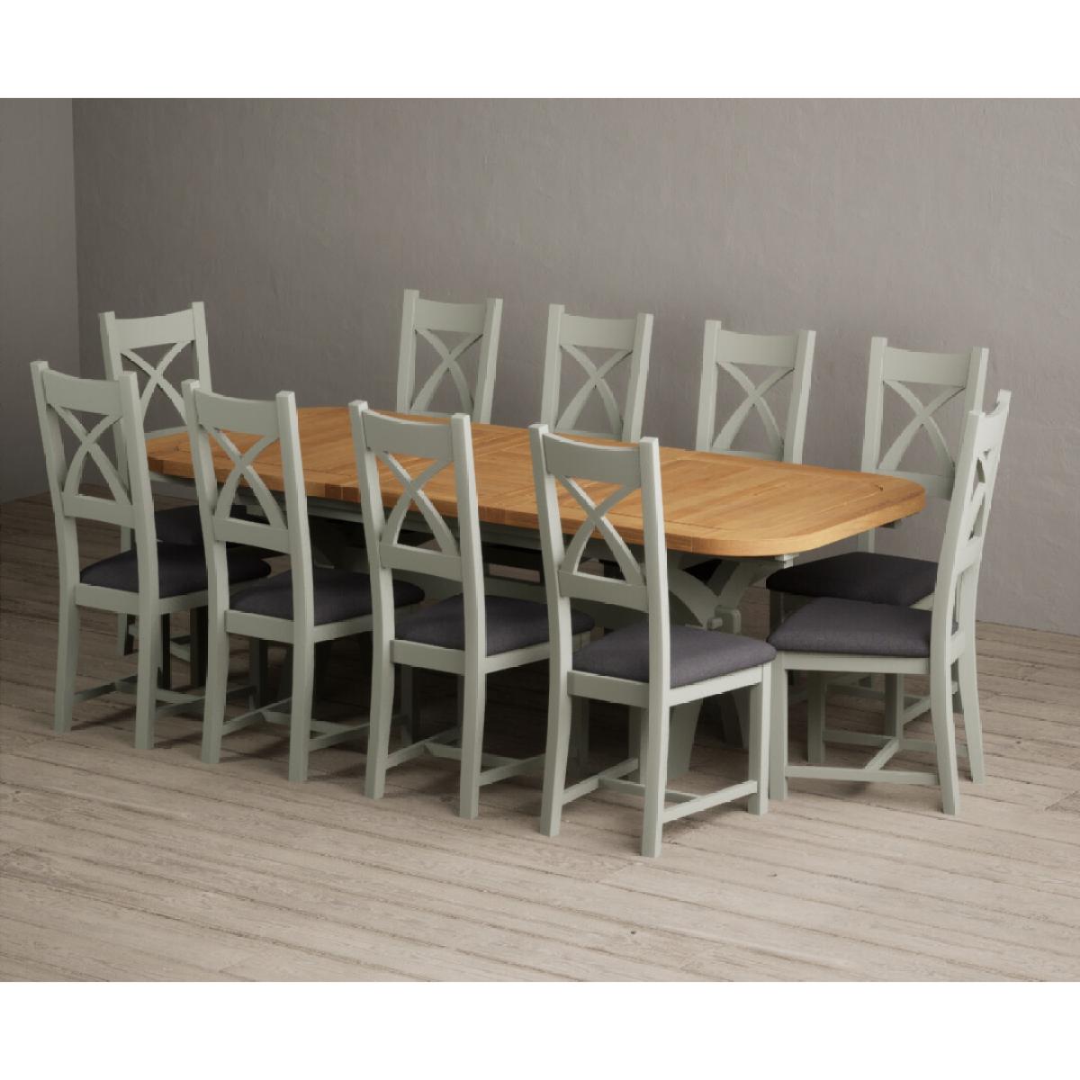 Extending Olympia 180cm Oak and Soft Green Painted Dining Table with 6 Linen Chairs – image 78
