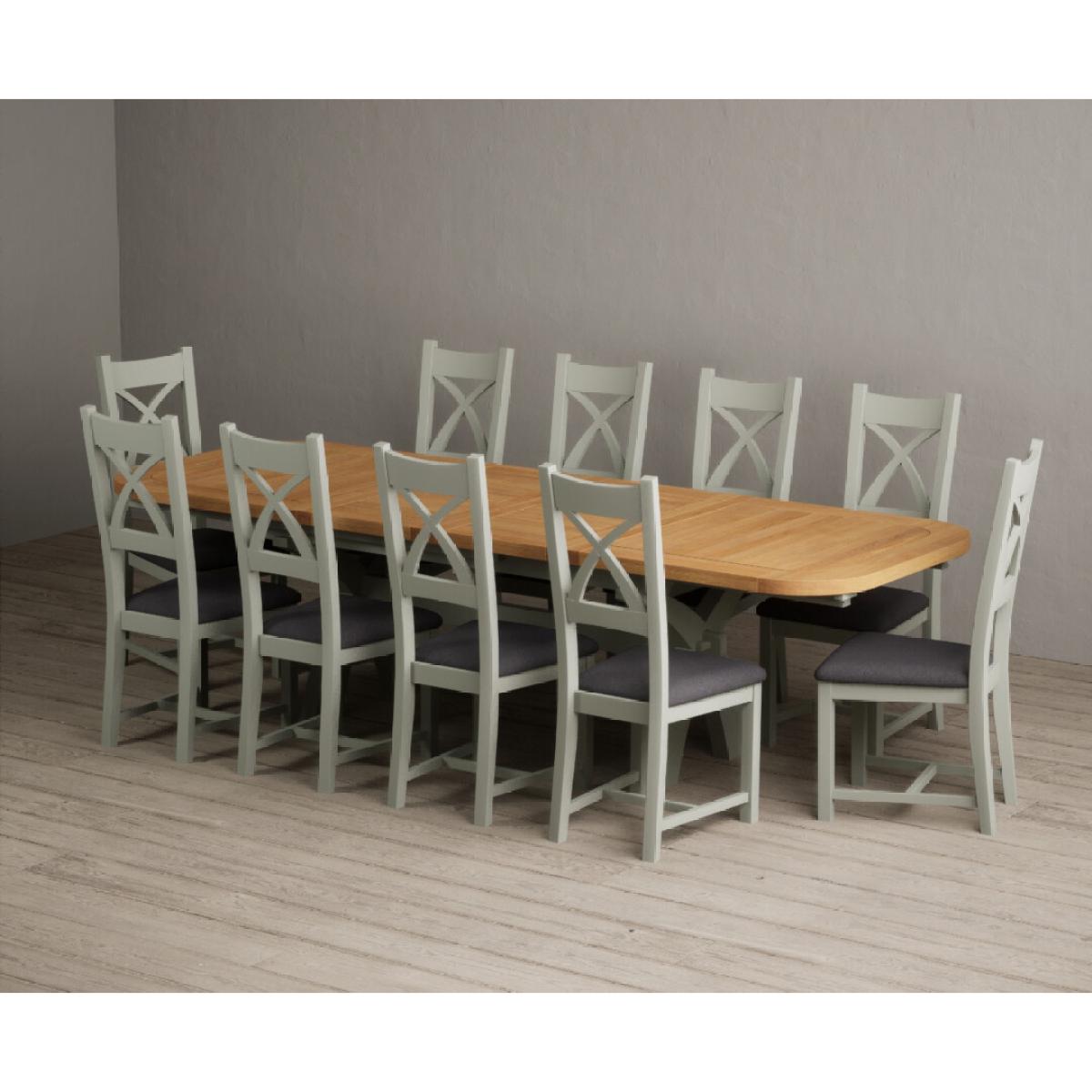 Extending Olympia 180cm Oak and Soft Green Painted Dining Table with 6 Linen Chairs – image 81